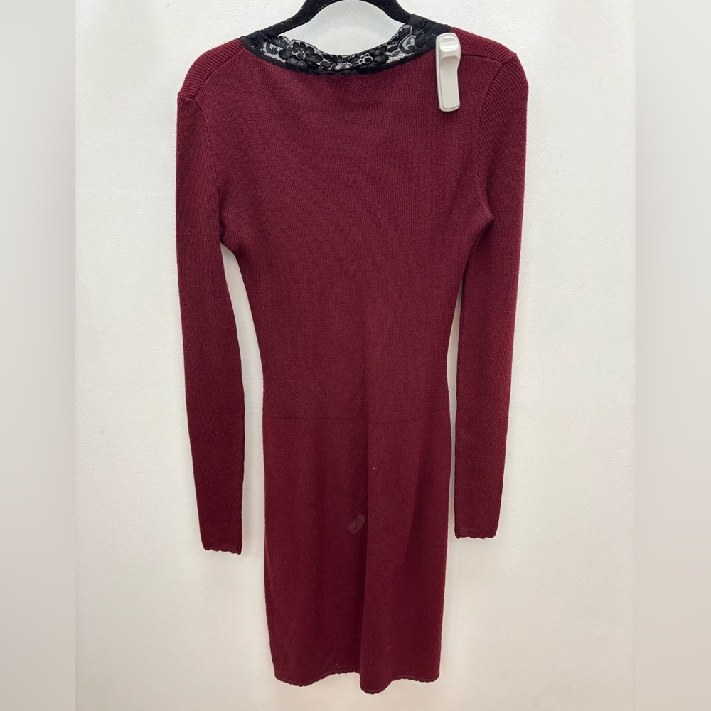 D&G Burgundy Long Sleeve Dress with Black Lace - Picture 2 of 4